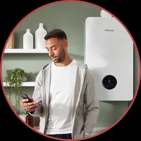 Homeowner with modern boiler